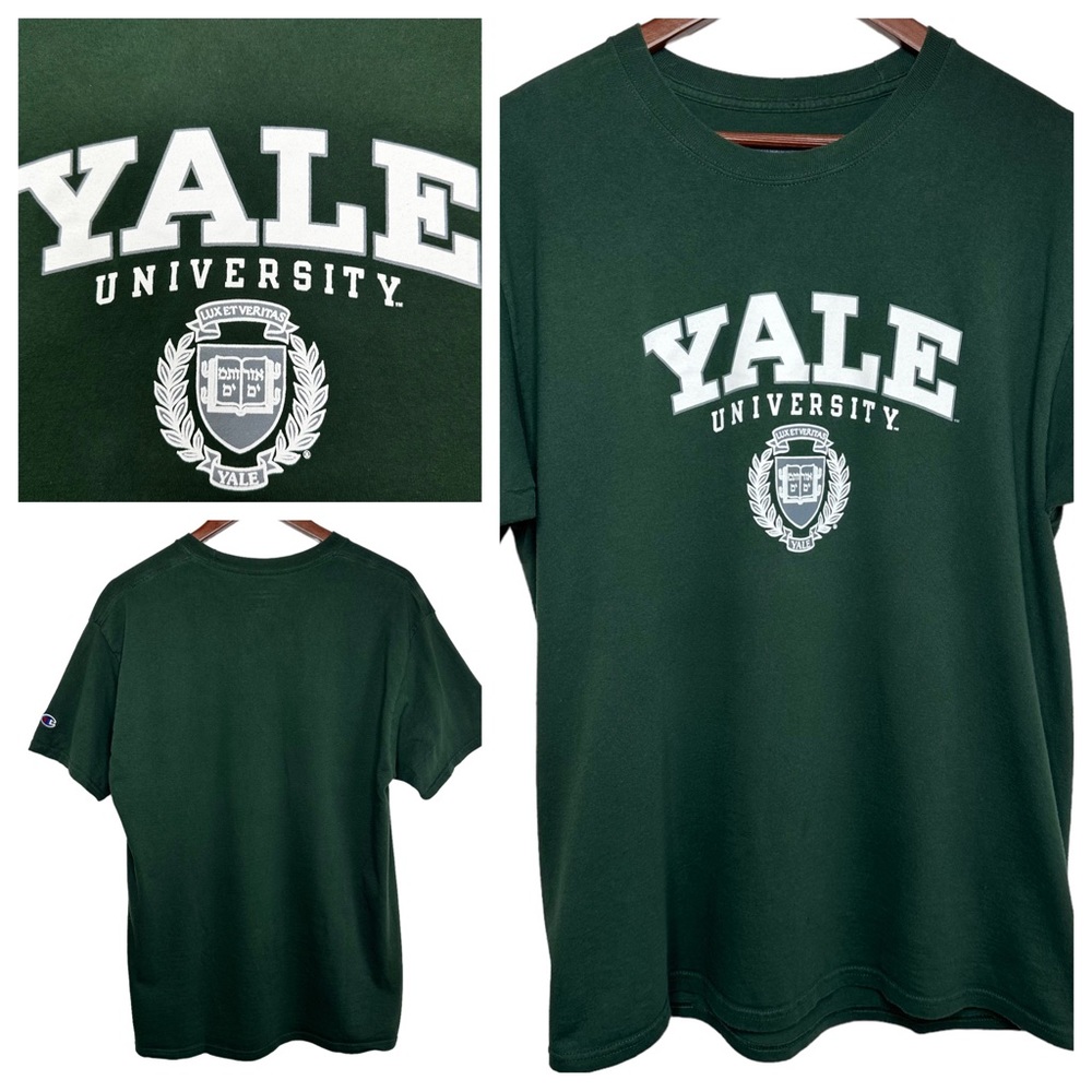 YALE University Green Tee Shirt Sz Large Champion  Ivy League Academia College